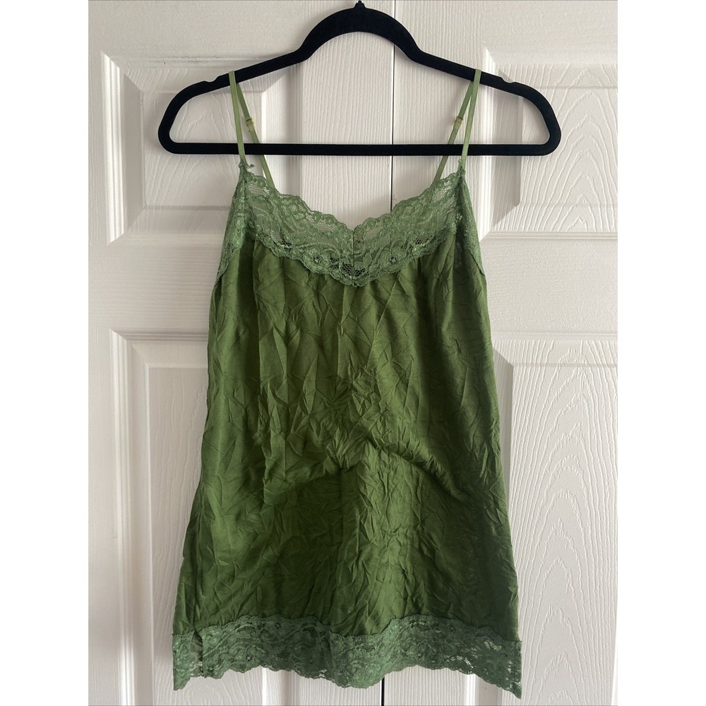 Top 10 Lace Trim Camisole Womens Size L Green Boho Crinkle Tank Top